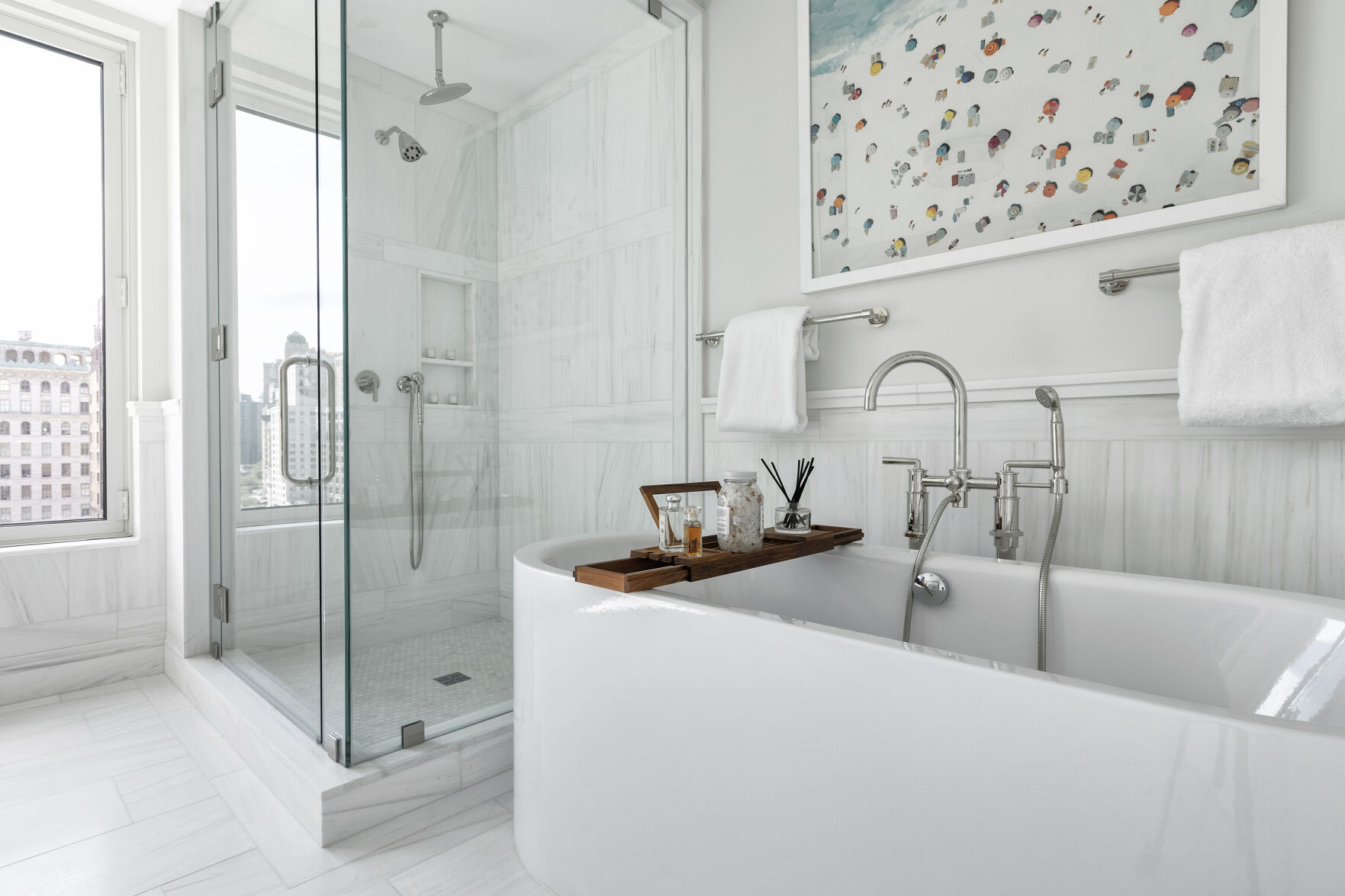 Separate tub and shower